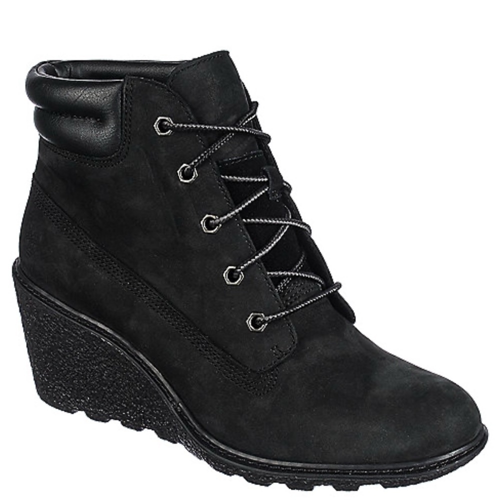 Timberland Earthkeepers Amston Black Leather Wedge Boots